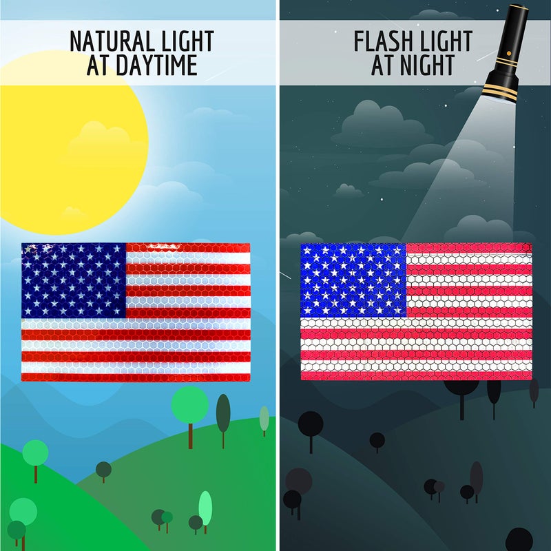 Venicor 3PC Reflective American Flag Sticker - 5x3 Inches - American Flag Decal Stickers for Car Bumper Truck Window Small Auto Vehicles Helmet - USA Patriotic Stripe Vinyl Outdoor - Image 2